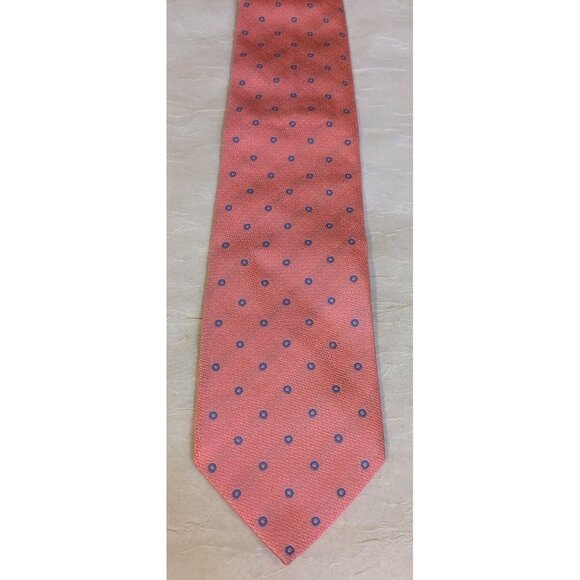 Thomas Pink Silk Tie Neck Blue Circles Textured Necktie Mens Polka Dots Morocco - Picture 10 of 12